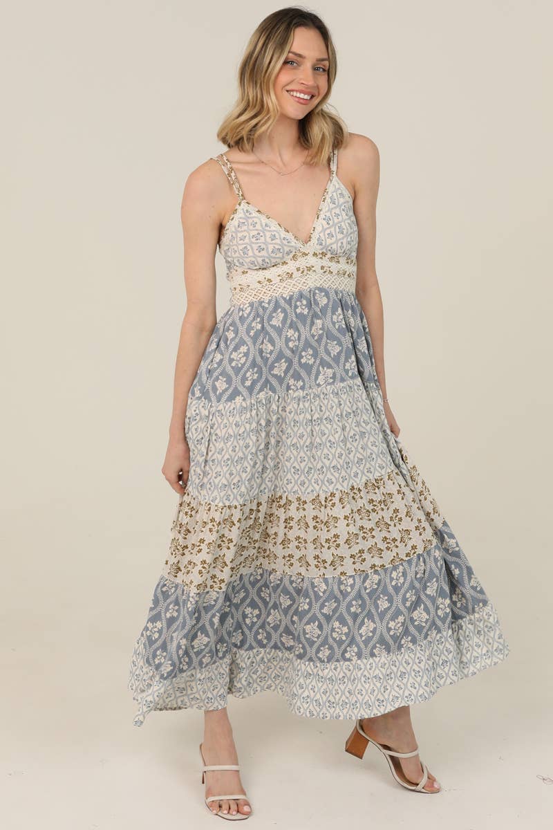 angie maxi dress Twist front (C4J49) Featuring a chic stripe design Women's Lace Trim Mixed Print