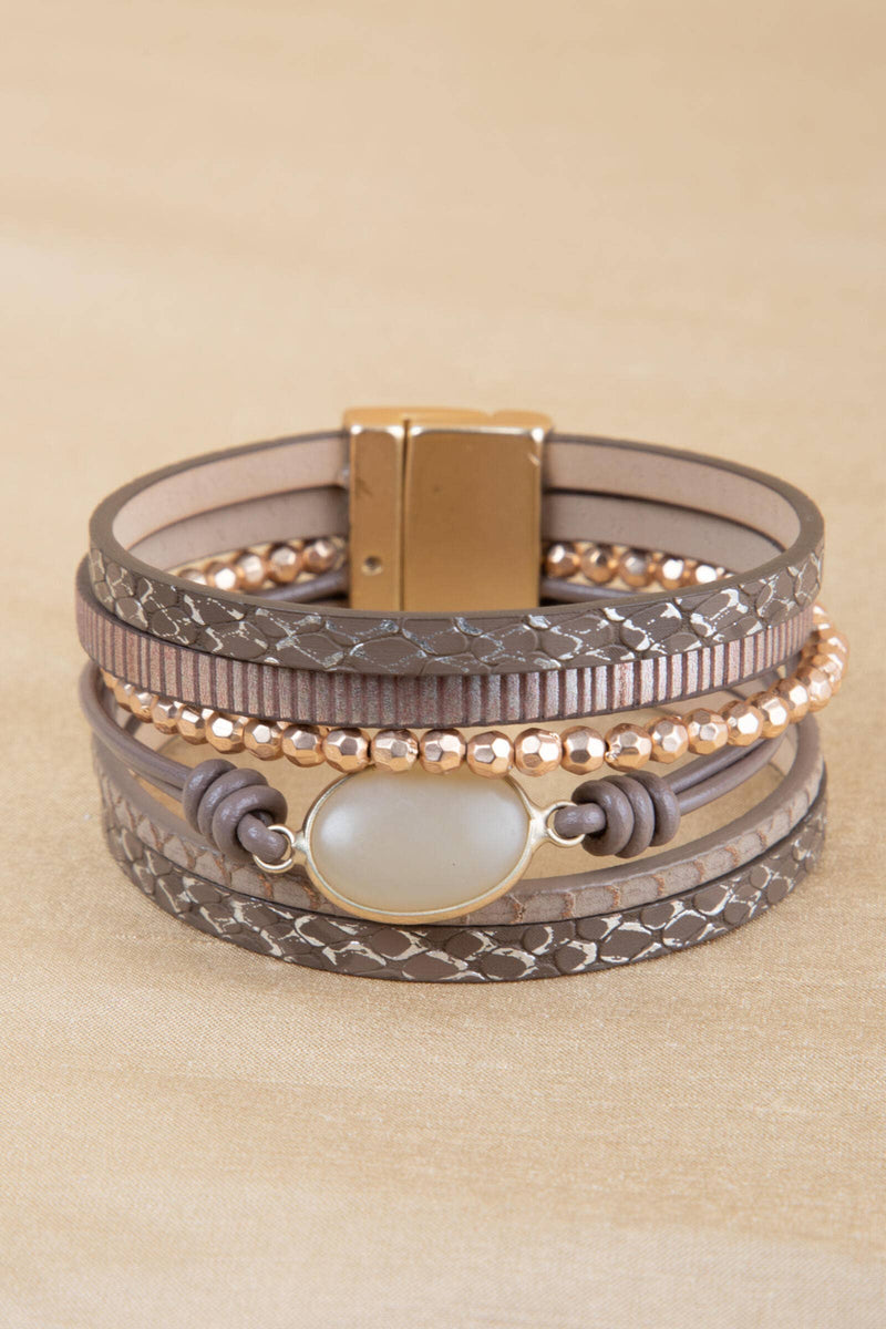 SAACHI - Beaded Leather Agate Bracelet
