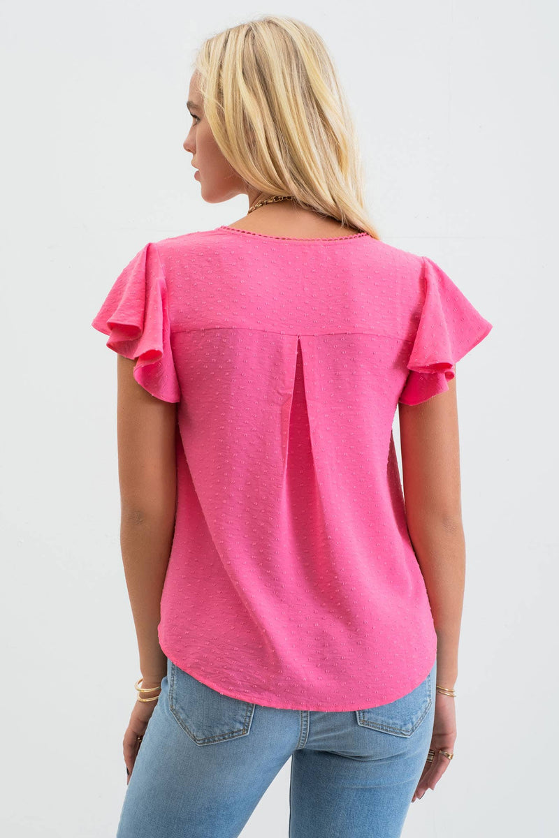 Lace Edge Woven Top