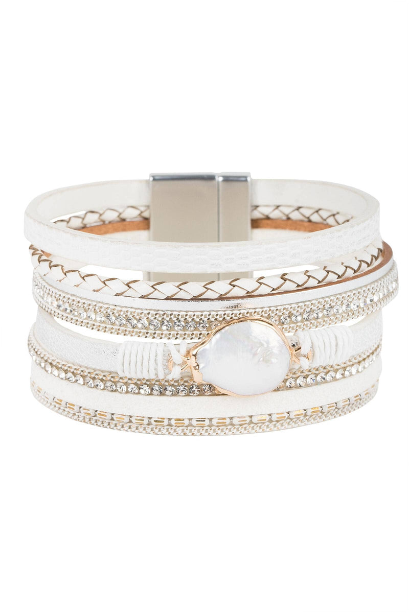 SAACHI - Santorini Pearl Leather Wrap Bracelet