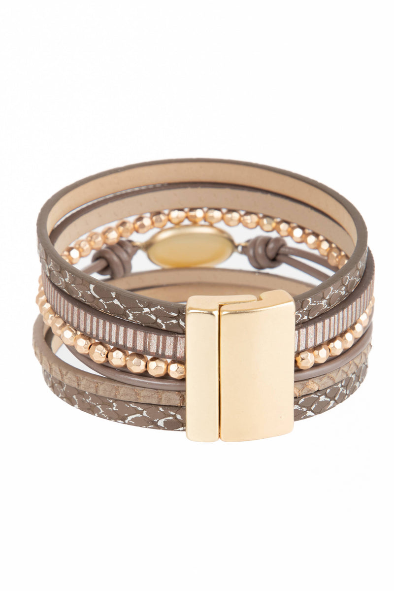 SAACHI - Beaded Leather Agate Bracelet