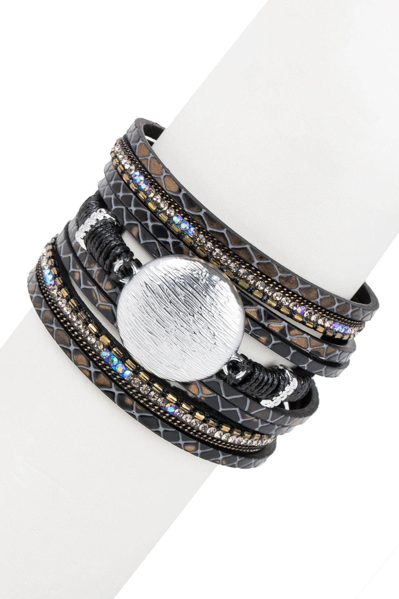 SAACHI - Monochrome Optical Leather Wrap Bracelet