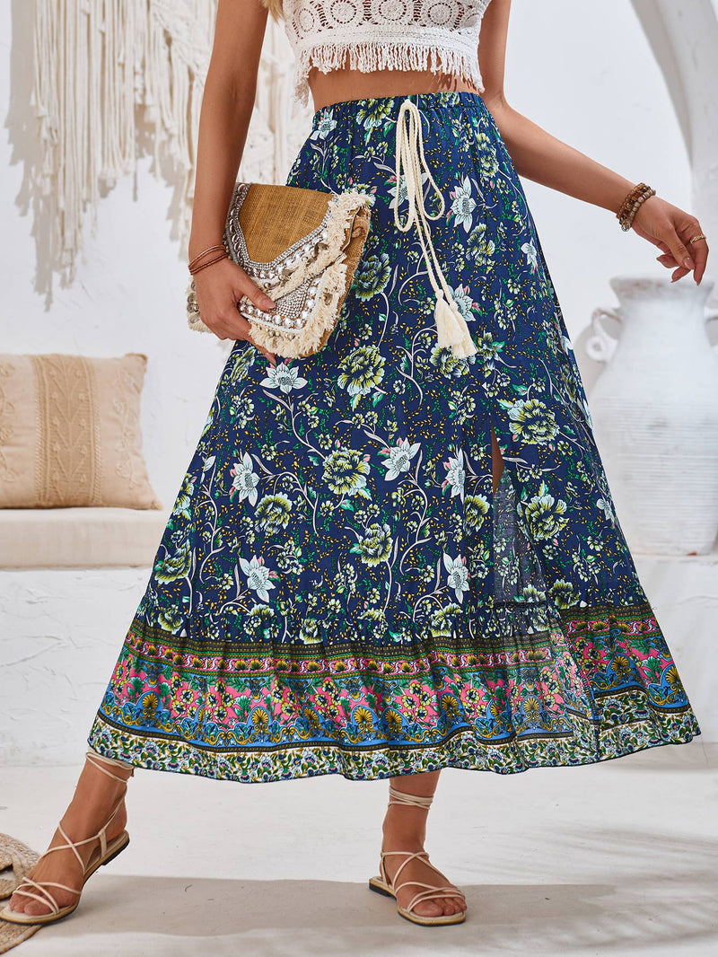 Paisley Floral Midi Skirt