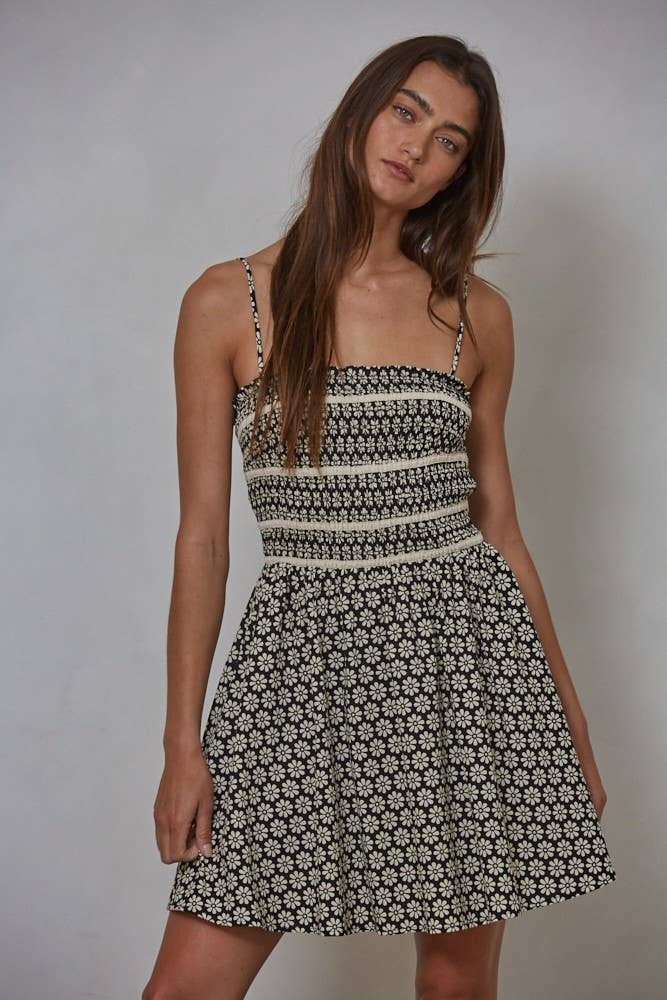 By Together Floral Print Linen Tube Mini Dress, Black Grey / Small By Together Floral Print Linen Tube Mini Dress, Black Grey / Small