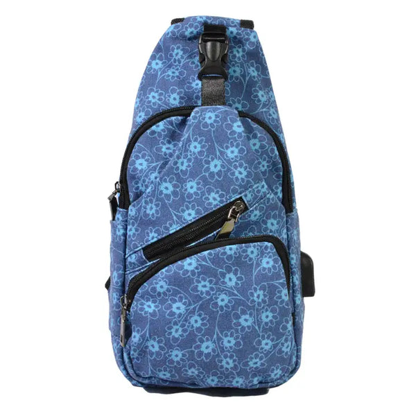 Nupouch Anti-theft Daypack - Faded Blue Flower