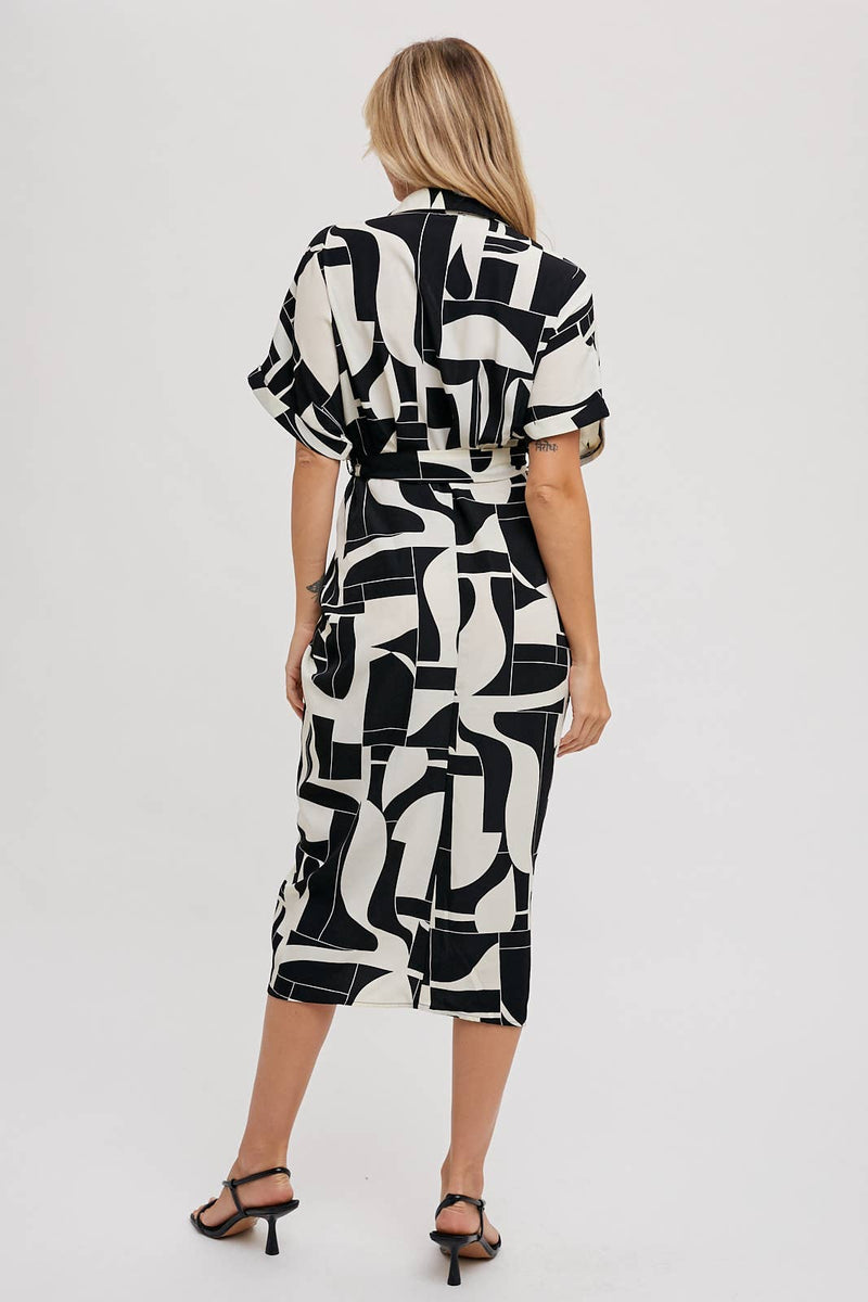Abstract Midi Shirt Dress