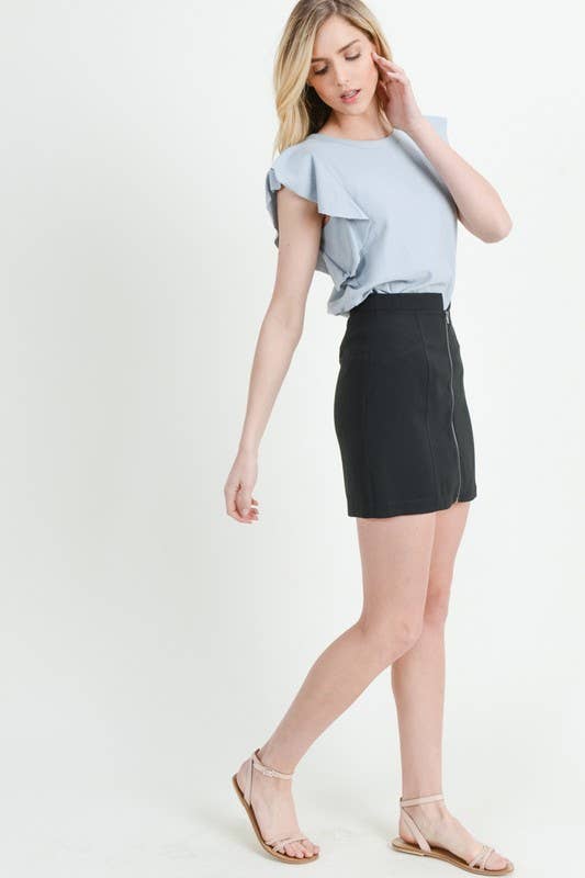 Mini Skirt W/ Zip up Slit