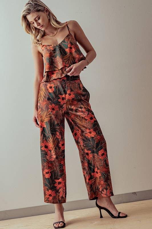 Tiered Floral Top and Pants Set (sold Separately)