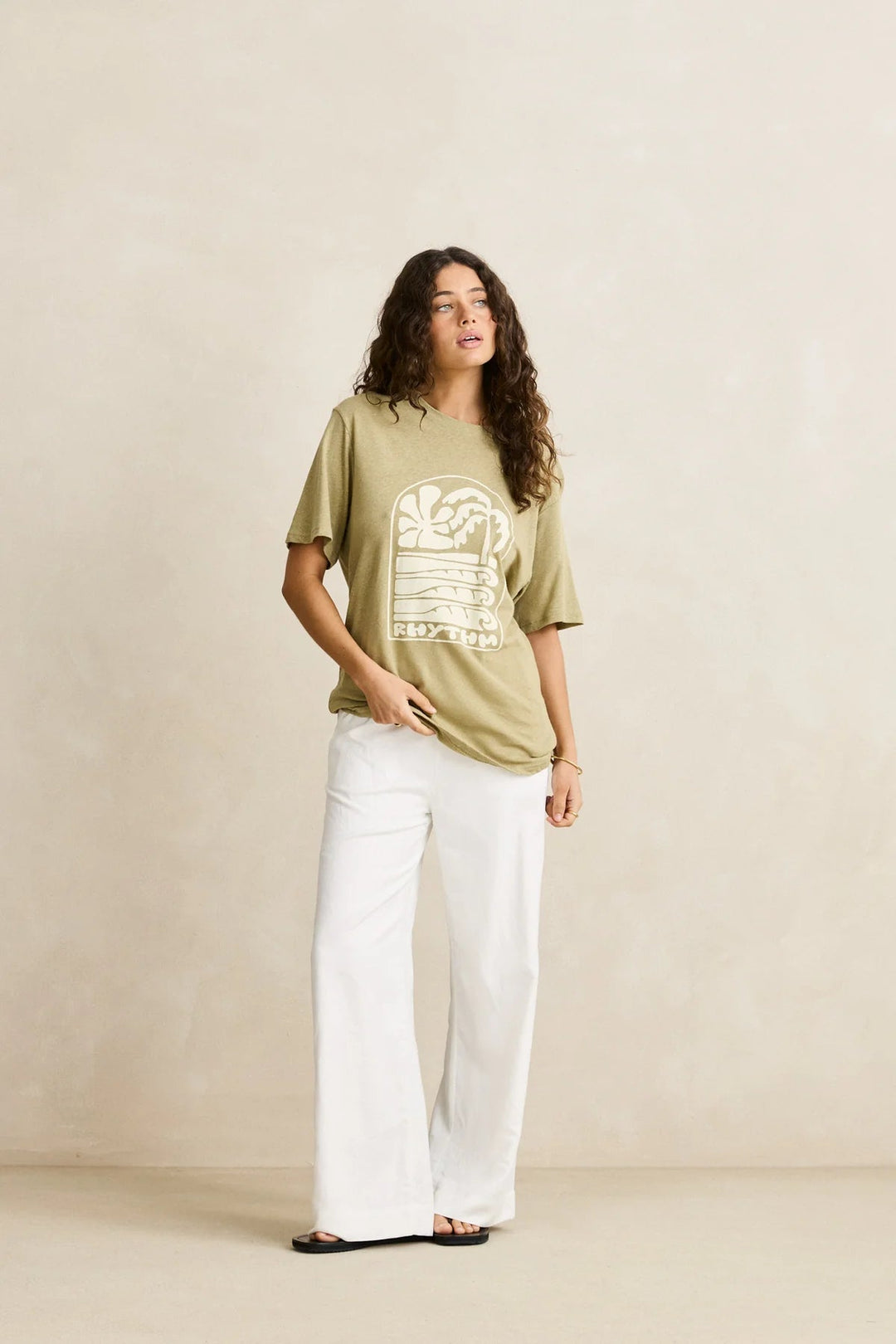 Rhythm Palm And Sun Oversized Tee - Sage 3