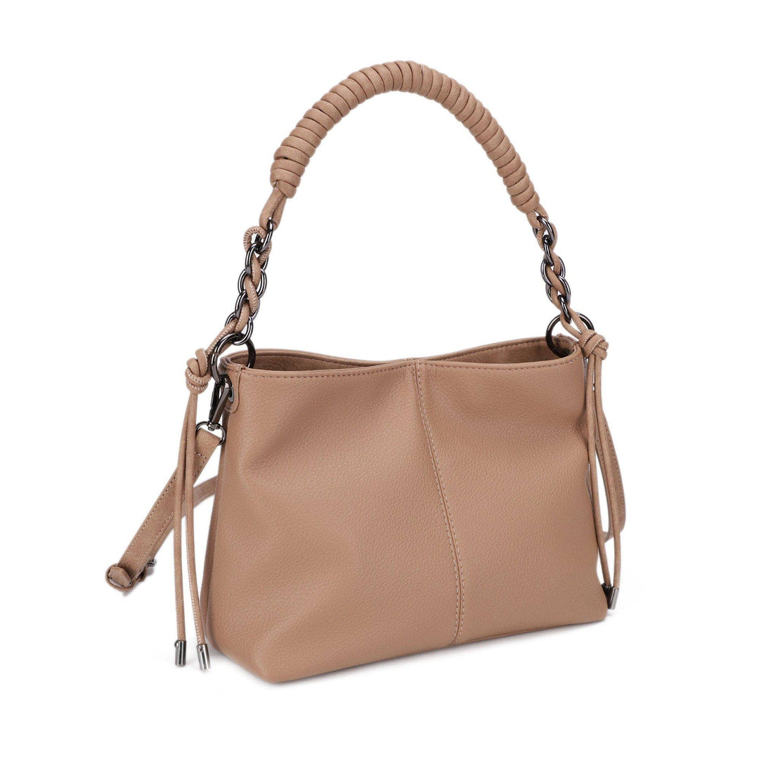 MiMi Wholesale Chain Detail Satchel/Crossbody Bag in Natural