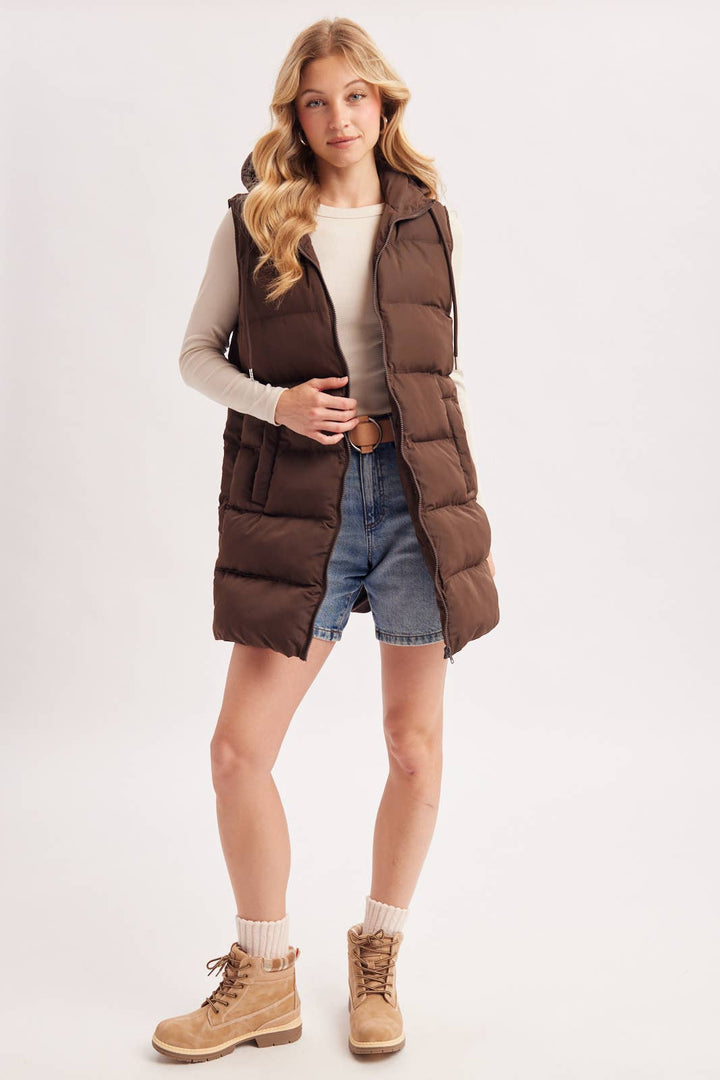 Bluivy - Hooded Longline Puffer Vest