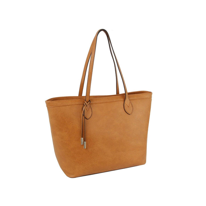 Fashion shopper tote bag with knot detail tan