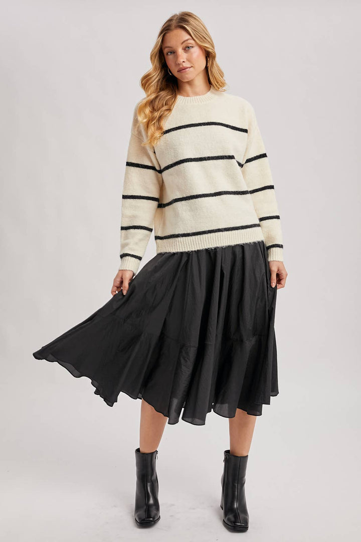Bluivy Striped Fuzzy Knit Sweater