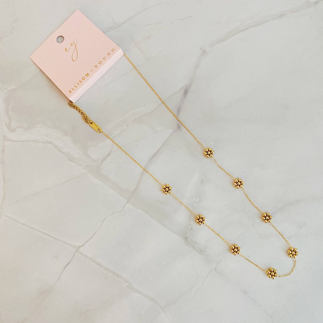 Ellison+Young - Dainty Golden Bead Flower Necklace 12