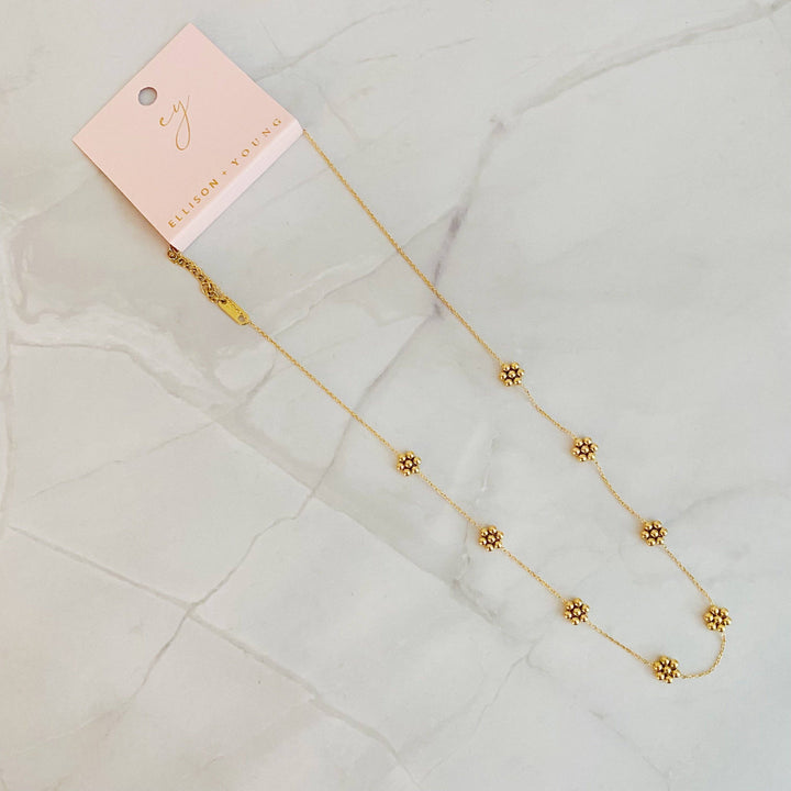Ellison+Young - Dainty Golden Bead Flower Necklace 12