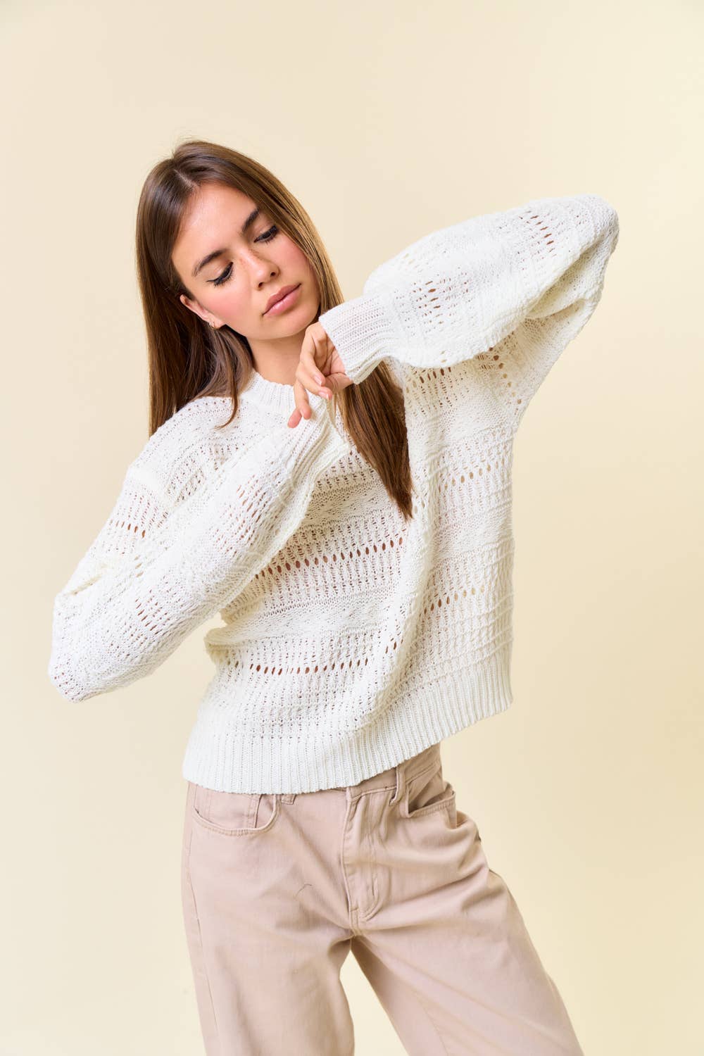 Crewneck Pullover Sweater White 