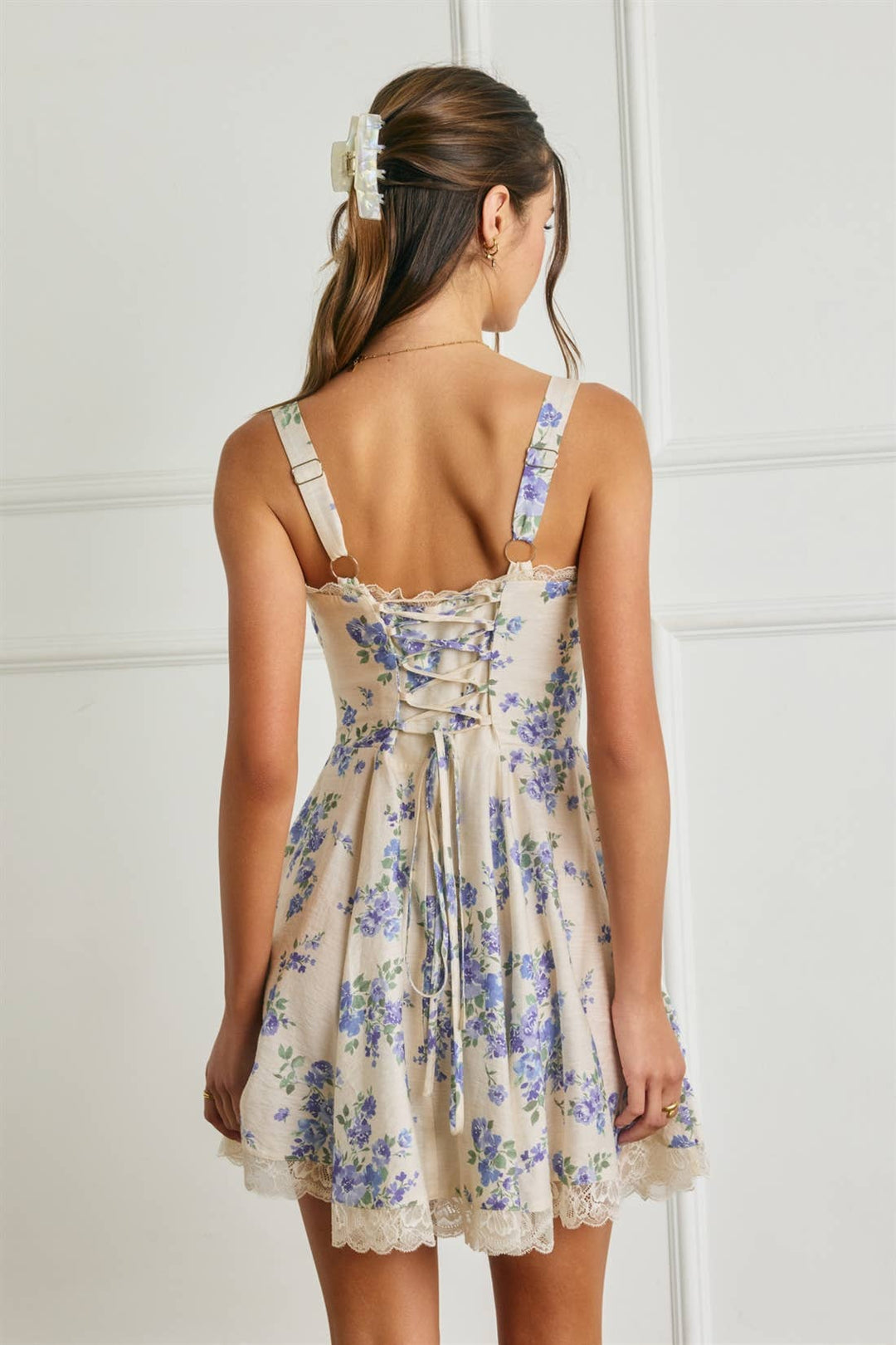 Dress Forum - Fleur Bleu lace Trim Circular Mini Dress in Blue 2