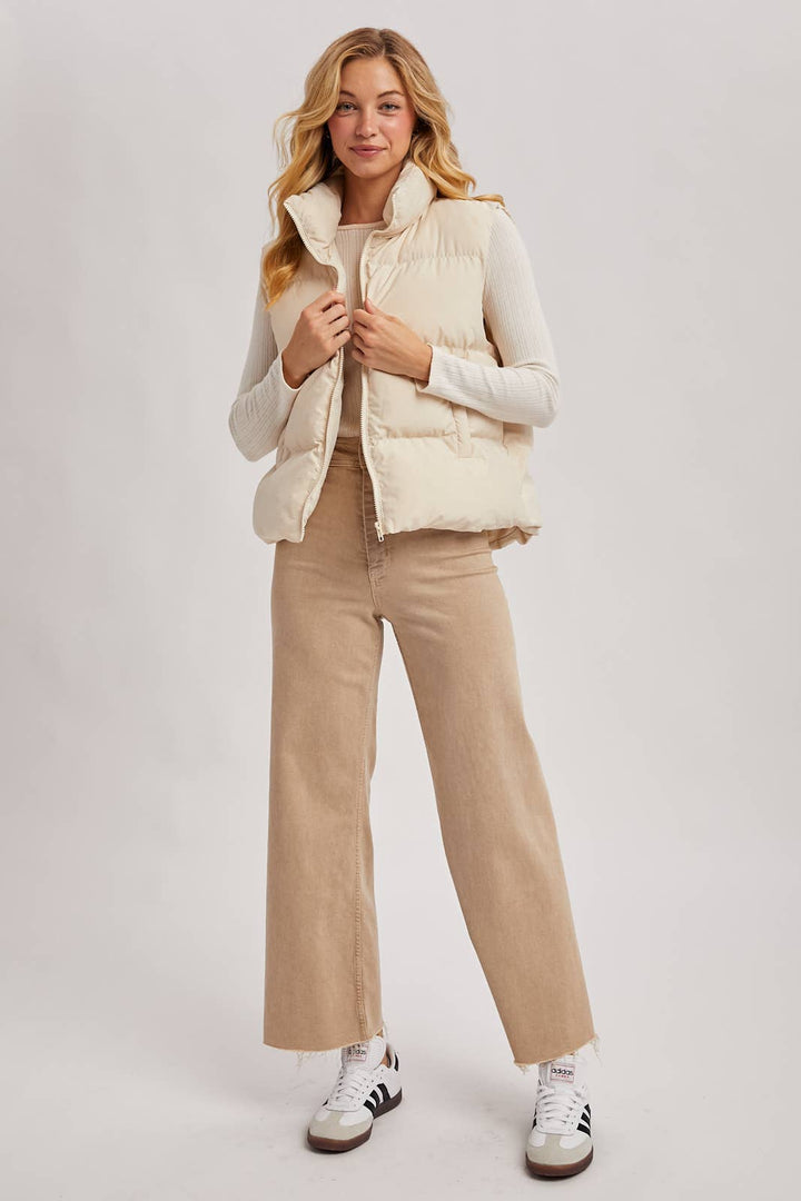 Zipper Puffer Vest wht26