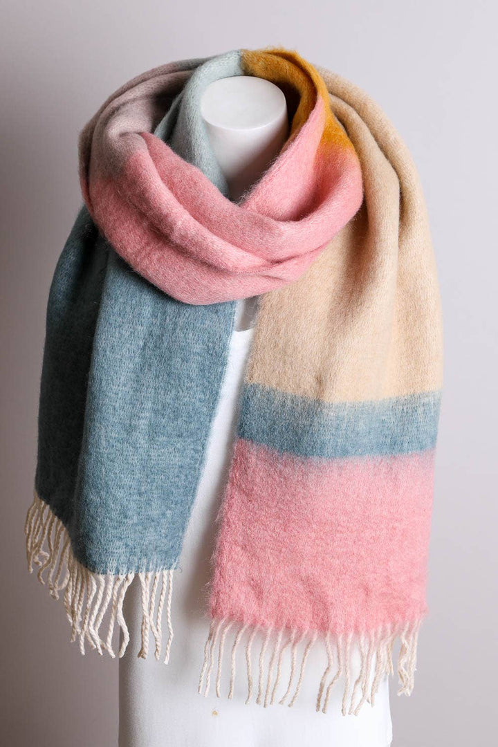 Color Block Faux Mohair Scarf