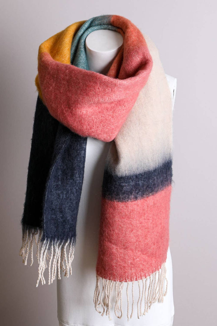 Color Block Faux Mohair Scarf