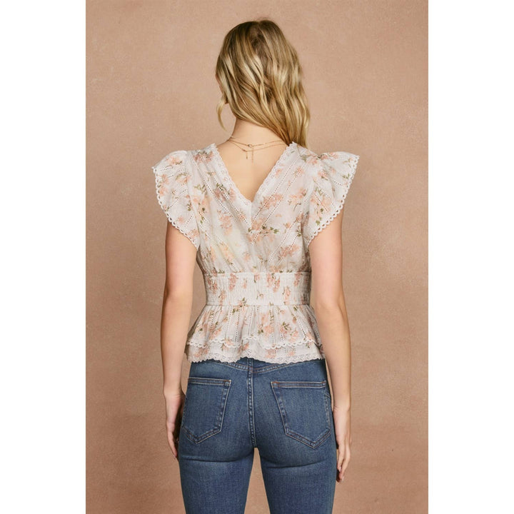 Dress Forum - Floral Flutter Ruffled Blouson Top in Bloom back