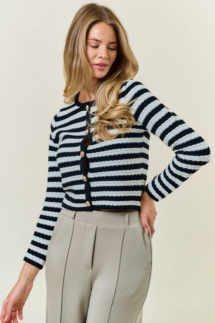 Stripe Knie Cardigan Jacket3