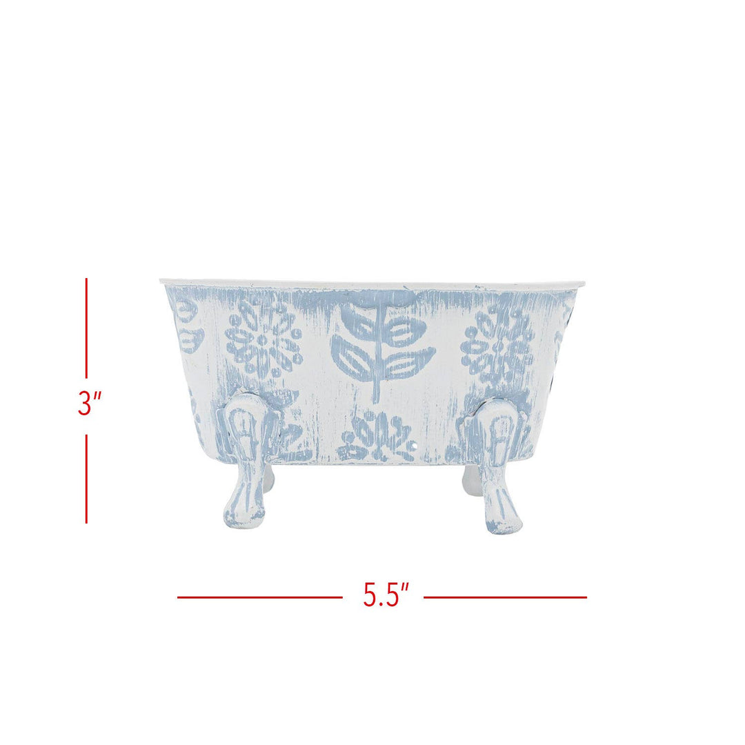 Foreside Home &amp; Garden - Claire Floral Bathtub Soap Dish Blue