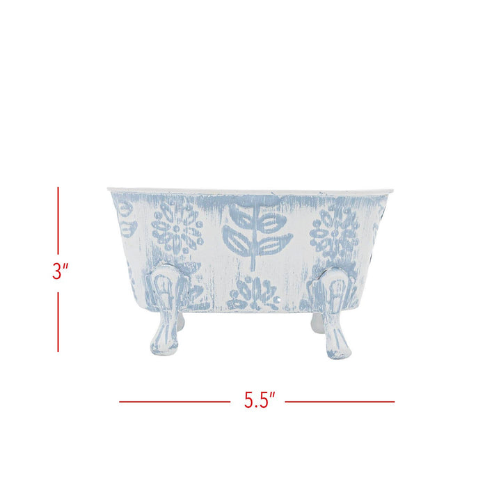 Foreside Home &amp; Garden - Claire Floral Bathtub Soap Dish Blue
