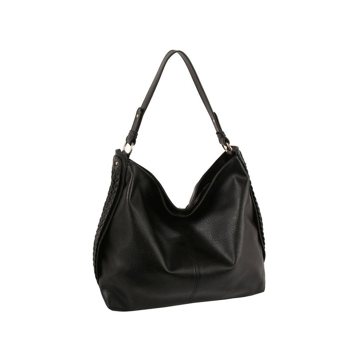 Braided Side Detail Hobo Bag b;ack