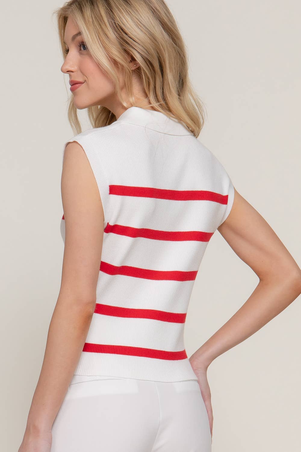 Stripe Polo Spring Sweater