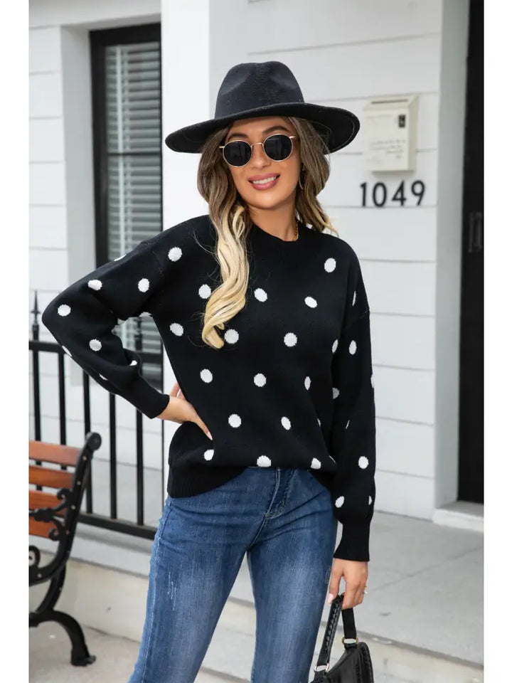 Polka Dot Knit Sweater