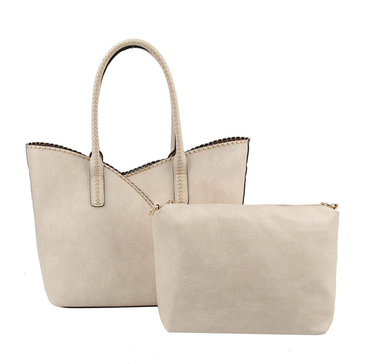 Stitch Trim Detail Shoulder/Tote Set Bag