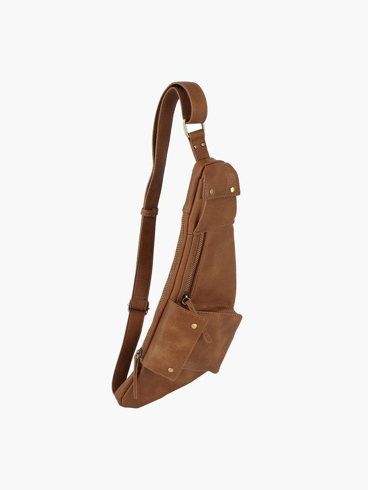 Leather Sling Bag Crossbody Daypack