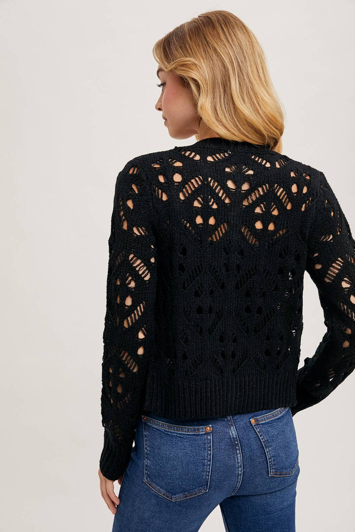 Bluivy Crew Neck Knit Cardigan Black 5