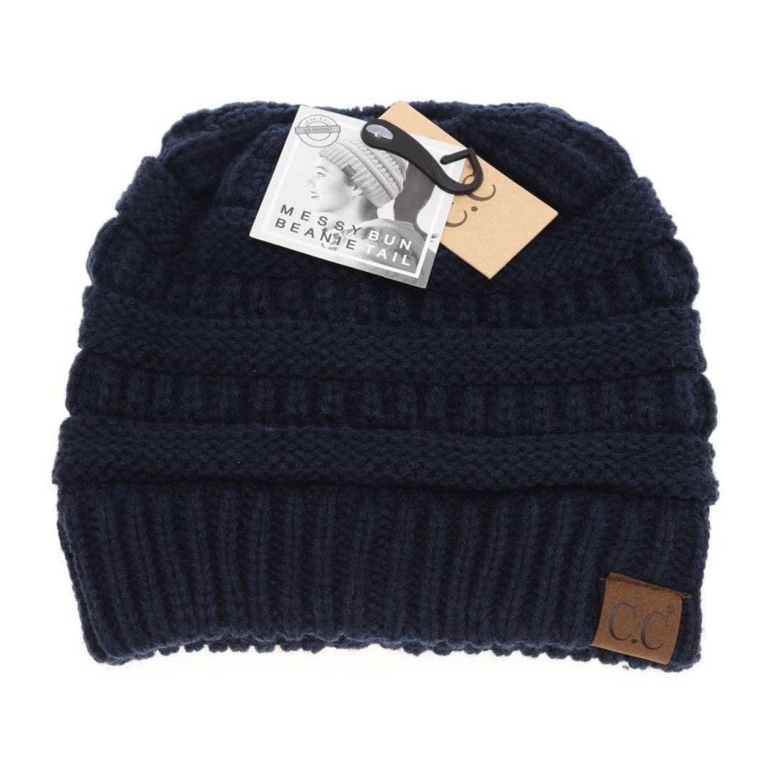 Fuzzy Lined Solid Classic CC Beanie Tail Navy