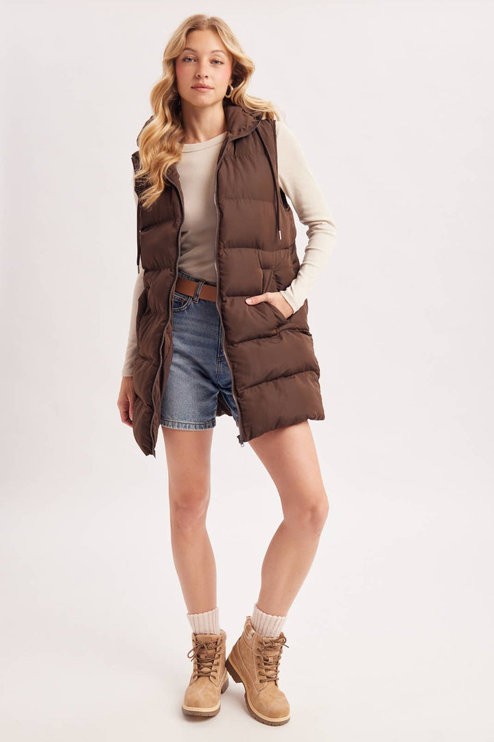 Bluivy - Hooded Longline Puffer Vest