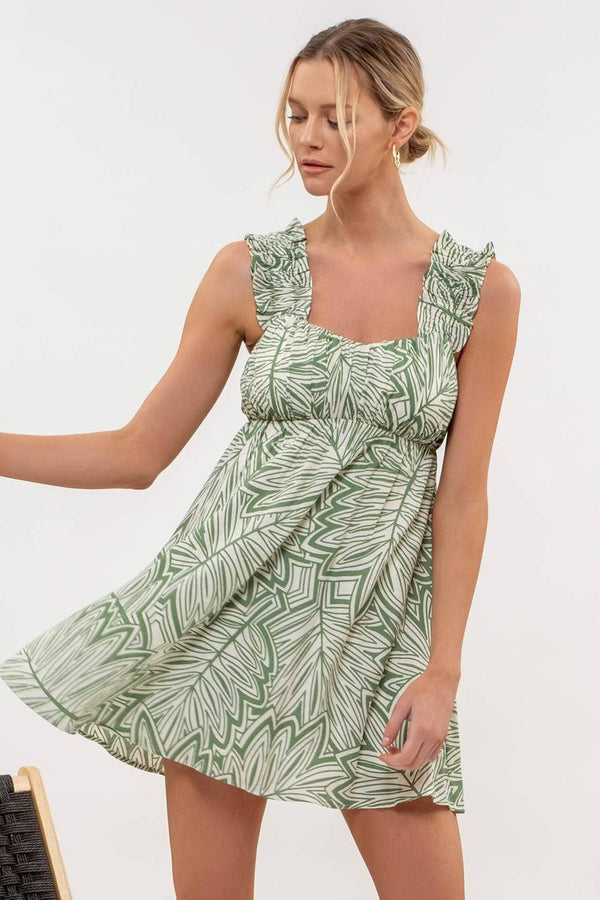 Leaf Print Mini Dress