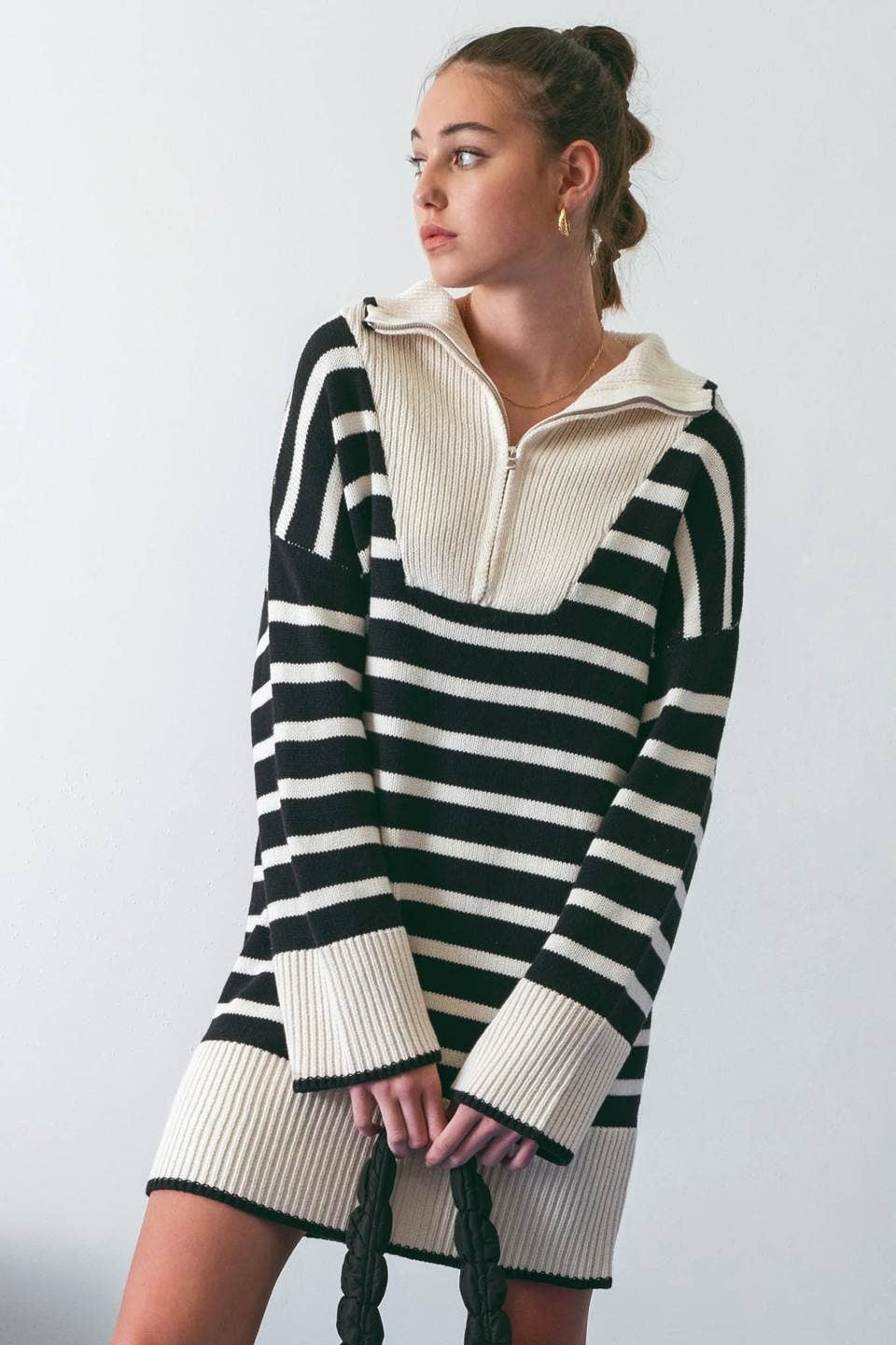 Blu Pepper Stripe Long Sleeve Sweater Dress in Black at Nordstrom Rack, Size Small Blu Pepper Stripe Long Sleeve Sweater Dress in Black at Nordstrom Rack, Size Small