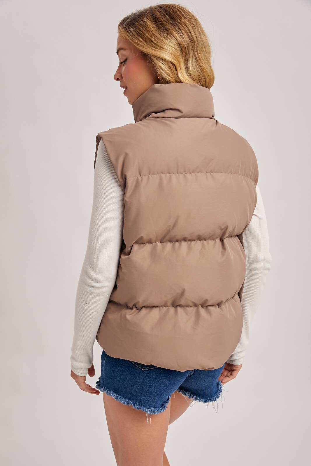 Zipper Puffer Vest mushroom7