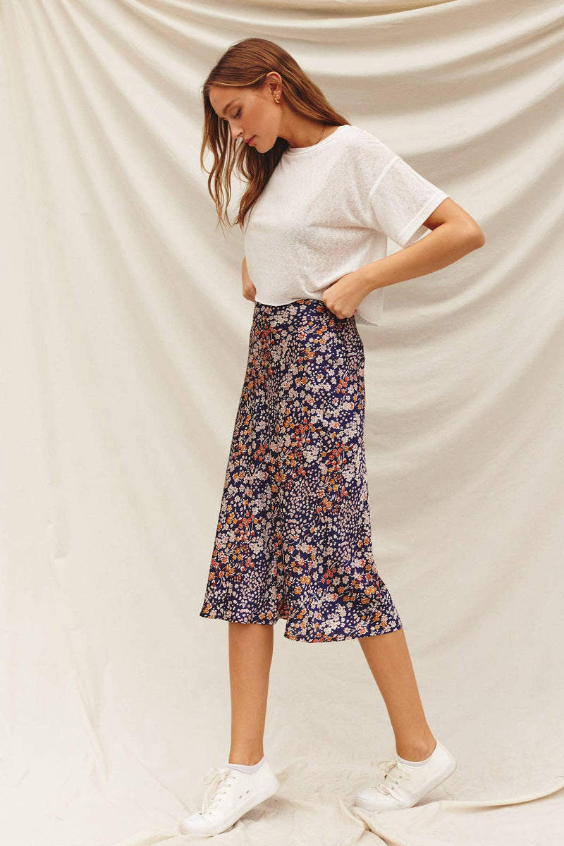 Floral A-Line Midi Skirt