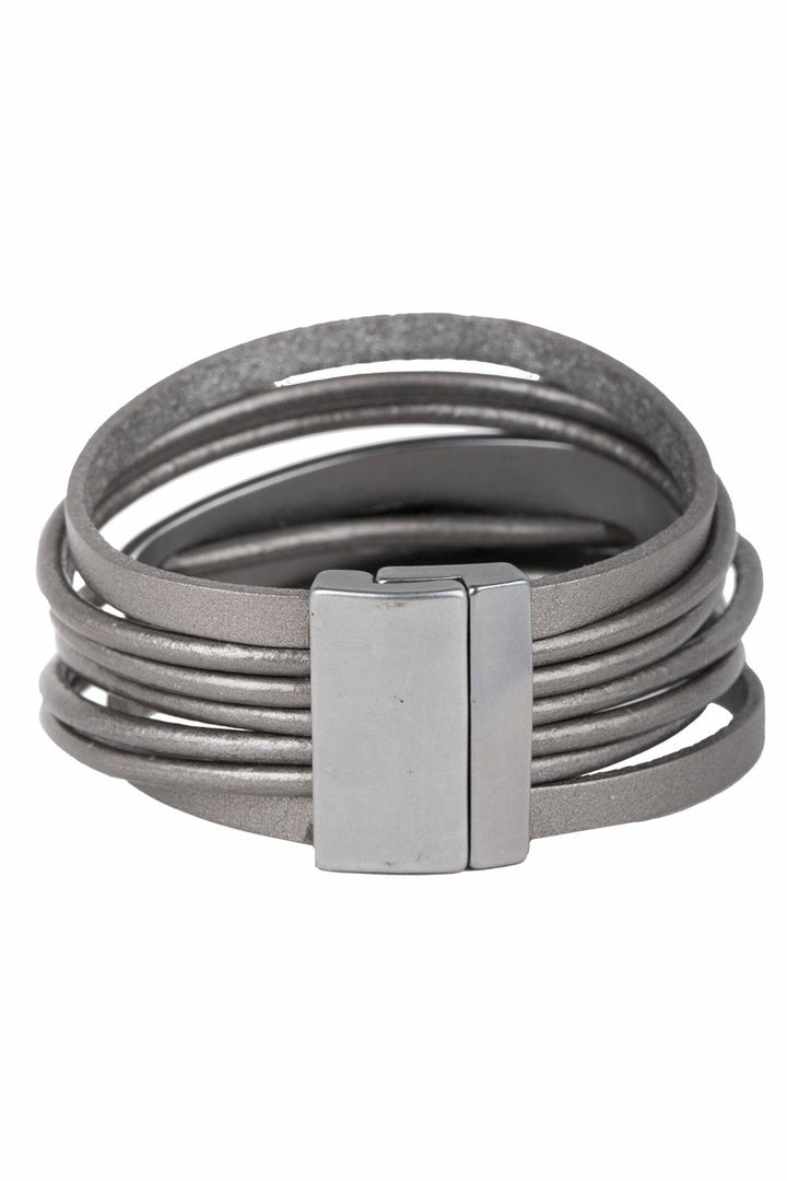 Saachi Absolute Zero Metallic Plated Leather Cuff Bracelet