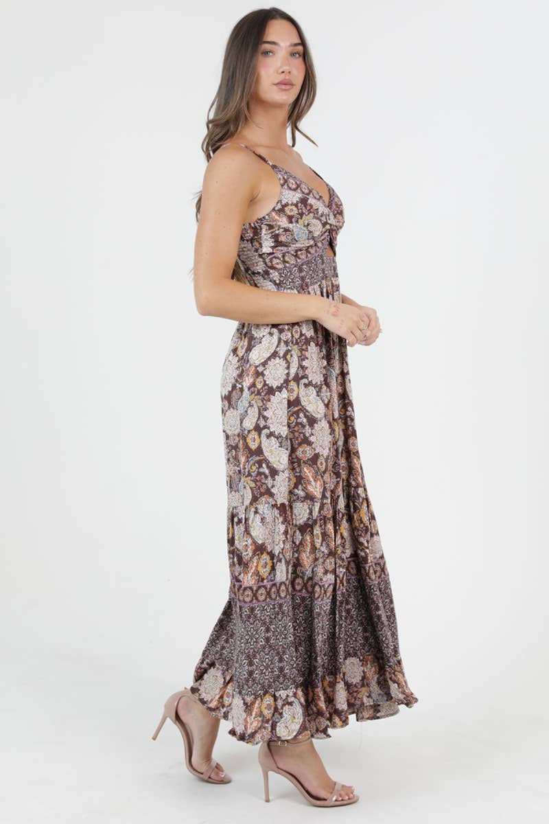 Angie Twist Front Cut-Out Maxi Dress Chocolate side