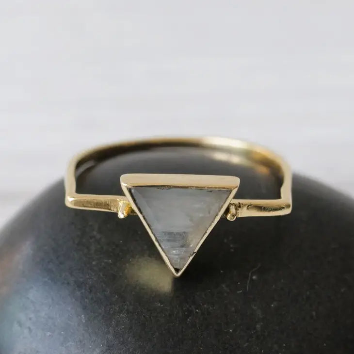 Brass Ring with Triangle Moonstone