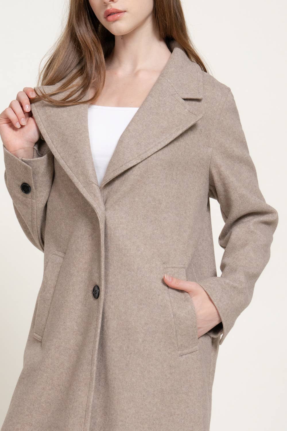 Active Basic - Long Sleeve Soft Long Coat in Oatmeal 4
