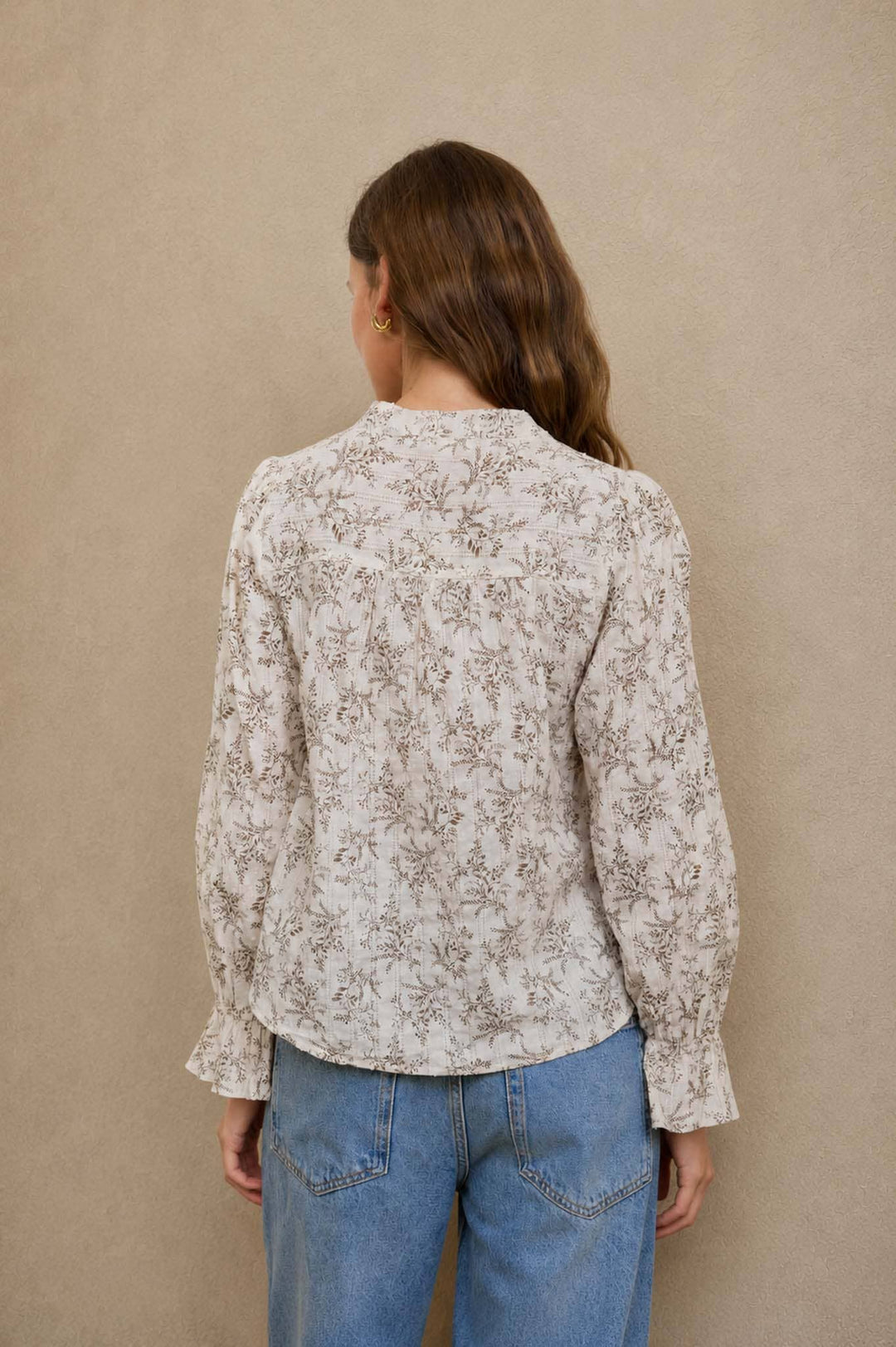 Blu Pepper - Ditsy Floral Puff Sleeve Square Neck Mini Dress in Oatmeal 12