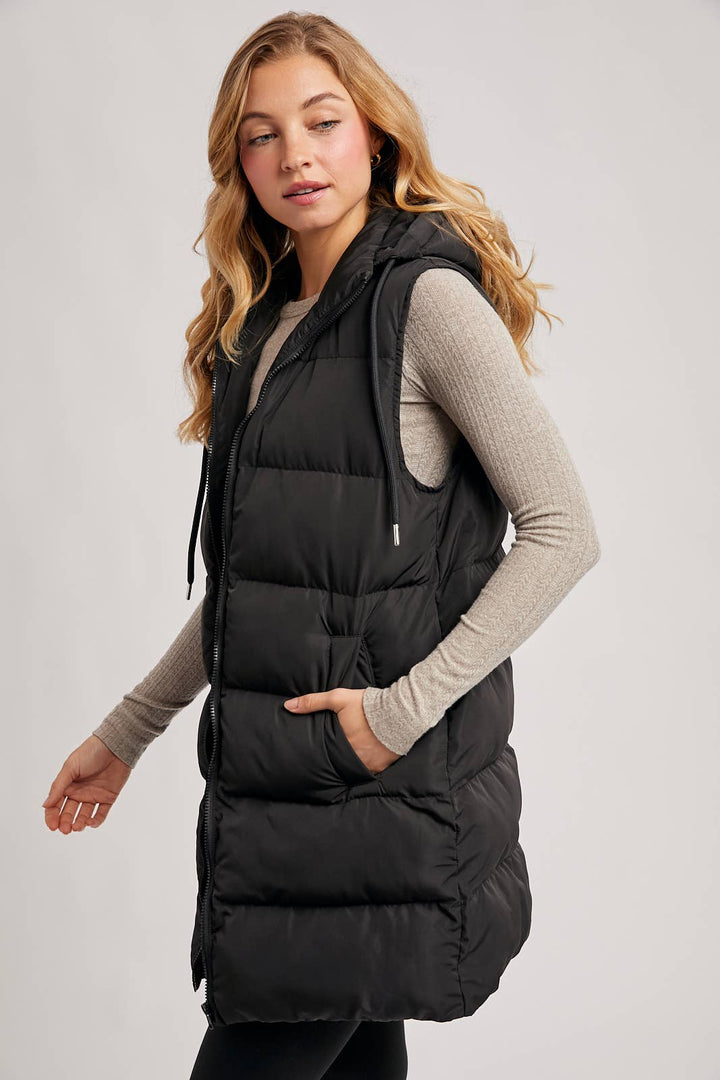 Bluivy - Hooded Longline Puffer Vest black5