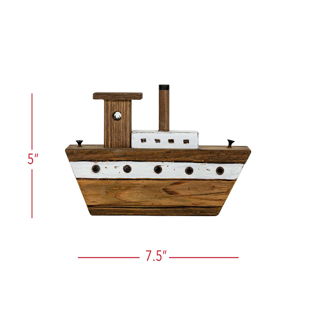 Tugboat Decorative Accent White Wood & Metal