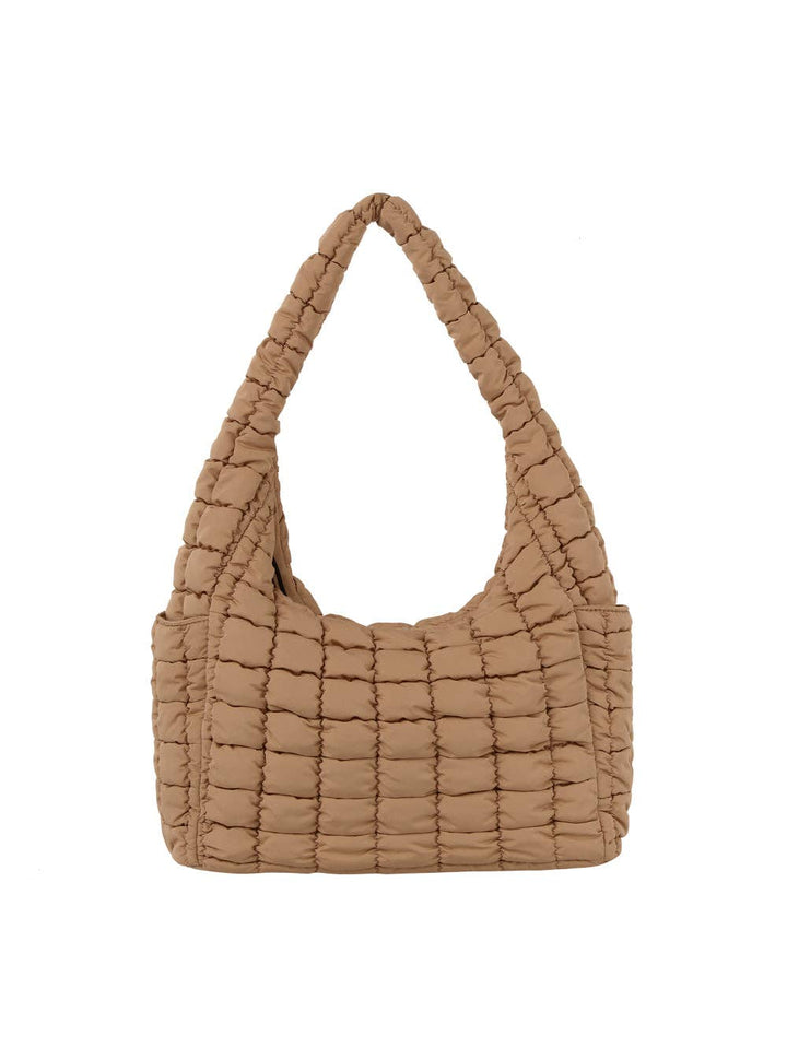 Quilted Hobo Shoulder Bag tan