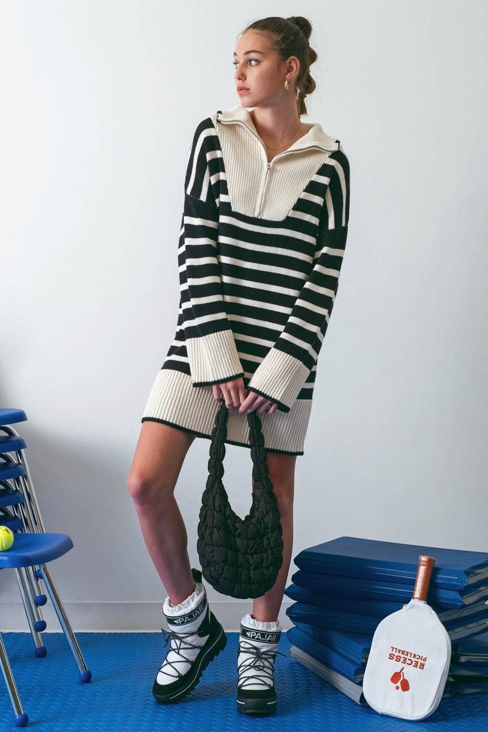 Blu Pepper Stripe Long Sleeve Sweater Dress in Black at Nordstrom Rack, Size Small Blu Pepper Stripe Long Sleeve Sweater Dress in Black at Nordstrom Rack, Size Small