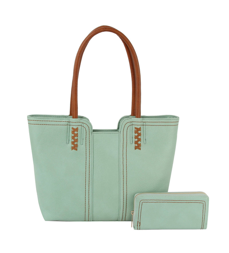 2 in 1 stitch detail matching tote and purse set - Shop Emma's 